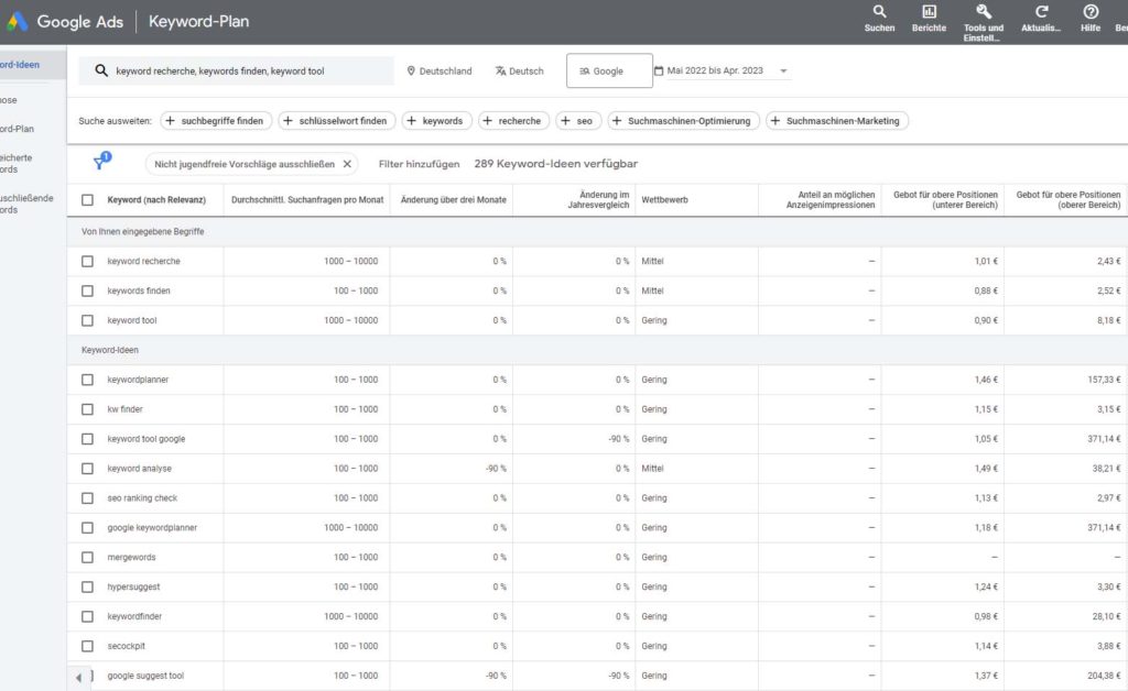 Keyword Recherche im Überblick keyword recherche google ads keyword recherche google ads